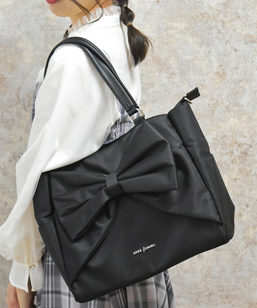 華麗 リボン付撥水ナイロントート | axes femme | axes femme online shop バッグ