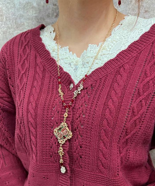 チャイナ風装飾薔薇ネックレス | outlet | axes femme online shop チャイナ風装飾薔薇ネックレス | outlet | axes femme online shop