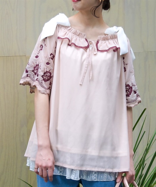 花刺繍2WAYシフォンブラウス | outlet | axes femme online shop 花刺繍2WAYシフォンブラウス | outlet | axes femme online shop