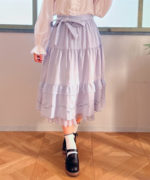 フラワー刺繍ティアードスカート | outlet | axes femme online shop フラワー刺繍ティアードスカート | outlet | axes femme online shop