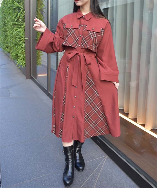 起毛チェックバイカラーワンピース | レディース服・レディース 起毛チェックバイカラーワンピース | レディース服・レディース