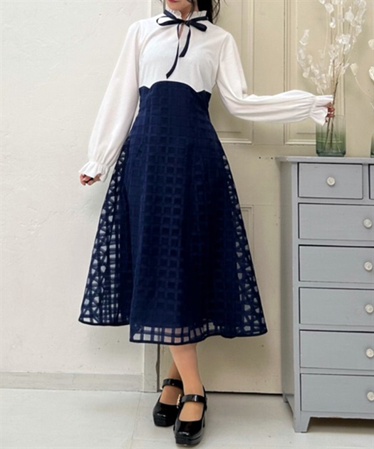 シアーチェックドッキングワンピース | レディース服 シアーチェックドッキングワンピース | レディース服