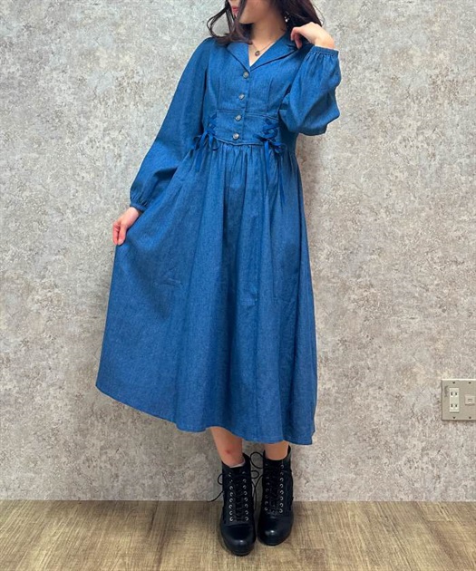 ダブルレースアップデニムワンピース | outlet | axes femme ダブルレースアップデニムワンピース | outlet | axes femme