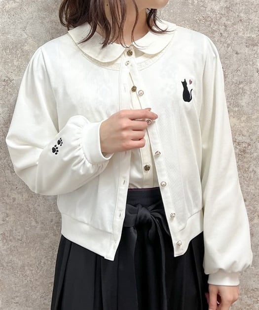 袖口×胸元ネコ刺繍カットカーディガン | 衣料 | axes femme 袖口×胸元ネコ刺繍カットカーディガン | 衣料 | axes femme