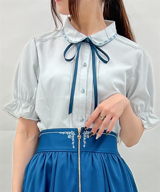 パイピング×リボン付ブラウス | outlet | axes femme online shop パイピング×リボン付ブラウス | outlet | axes femme online shop