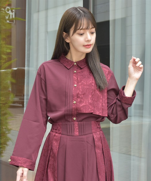 ジャカード切替プリーツシャツ | axes femme | axes femme