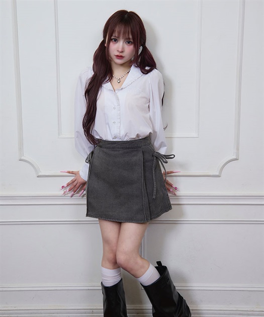 デニムリボンプリーツスカート【期間限定価格】 | FICKLE BEBE デニムリボンプリーツスカート【期間限定価格】 | FICKLE BEBE