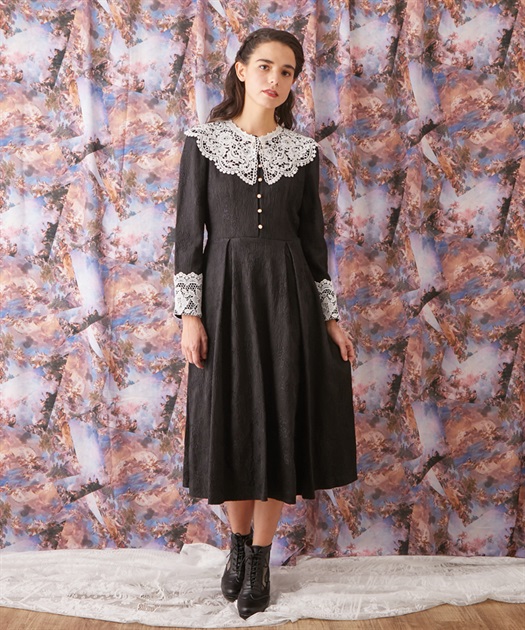 レース襟ジャガードワンピース | outlet | axes femme online shop