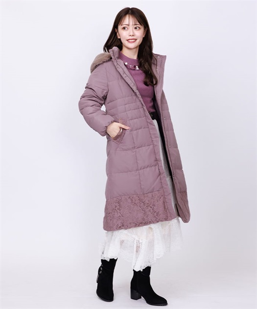 裾レースロングダウンコート | outlet | axes femme online shop 裾レースロングダウンコート | outlet | axes femme online shop