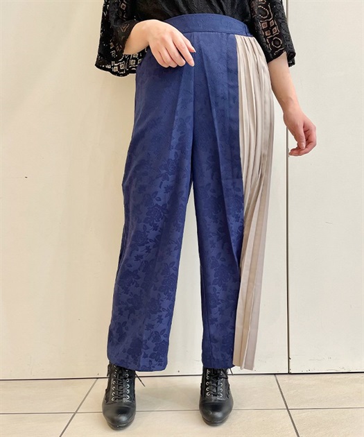 サイドプリーツ花柄切替パンツ【期間限定価格】 | outlet | axes サイドプリーツ花柄切替パンツ【期間限定価格】 | outlet | axes