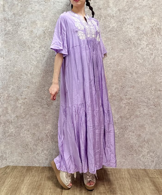 刺繍スキッパーマキシワンピース | purple label | axes femme 刺繍スキッパーマキシワンピース | purple label | axes femme