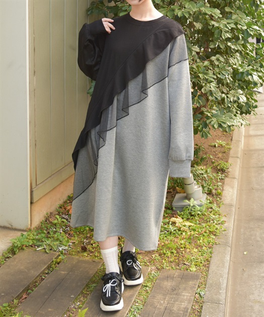 アシメフリルバイカラーワンピース | axes femme | axes femme online shop