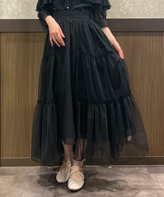 チュールティアードロングスカート | outlet | axes femme