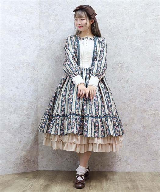 ストライプローズ柄ワンピース | kawaii | axes femme online shop ストライプローズ柄ワンピース | kawaii | axes femme online shop