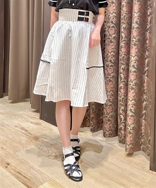 ベルトデザインストライプスカート【期間限定価格】 | outlet