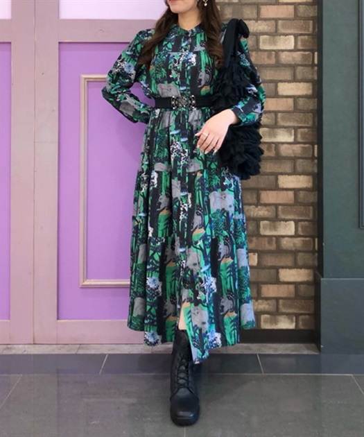 アニマル柄長袖ワンピース | purple label | axes femme online shop アニマル柄長袖ワンピース | purple label | axes femme online shop