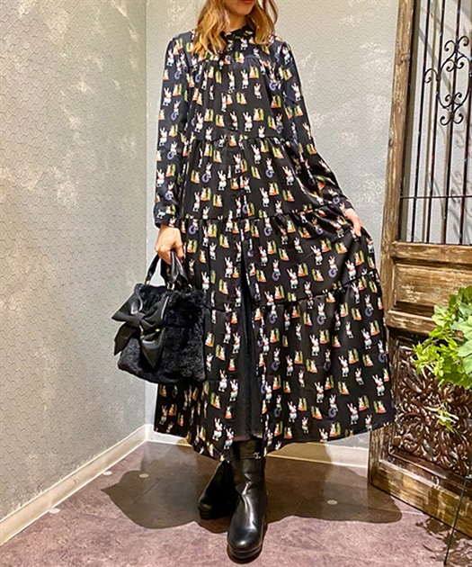 動物柄長袖ワンピース | purple label | axes femme online shop 動物柄長袖ワンピース | purple label | axes femme online shop