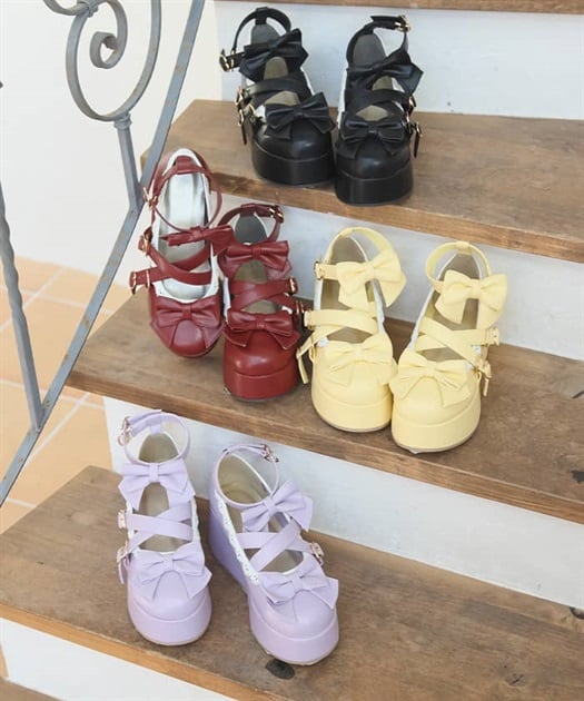 リボンスカラップ配色シューズ | kawaii | axes femme online shop リボンスカラップ配色シューズ | kawaii | axes femme online shop