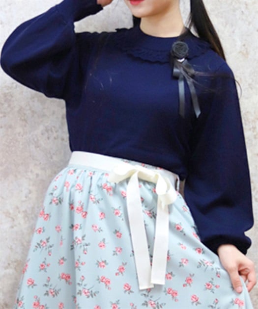 ブローチ付透かしフリルニット | レディース服・レディース ブローチ付透かしフリルニット | レディース服・レディース