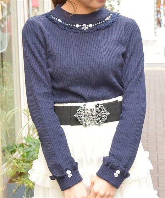 バラボトルネックニットプルオーバー | レディース服 バラボトルネックニットプルオーバー | レディース服