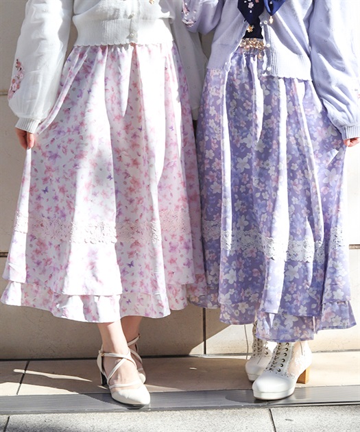 サクラ柄フレアスカート | レディース服・レディース サクラ柄フレアスカート | レディース服・レディース