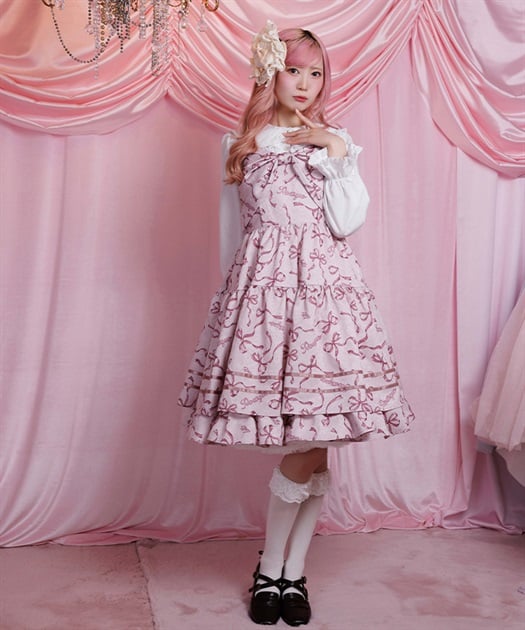 リボン柄ドールジャンパースカート【予約】 | POETIQUE | axes femme