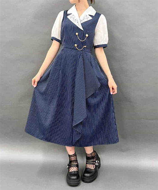 夜空刺繍襟ドッキングワンピース | 衣料 | axes femme online shop 夜空刺繍襟ドッキングワンピース | 衣料 | axes femme online shop