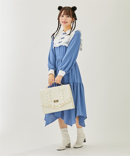 チャイナボタン刺繍襟付ワンピース | outlet | axes femme チャイナボタン刺繍襟付ワンピース | outlet | axes femme