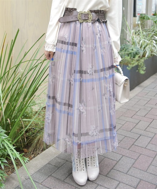 プリントプリーツチュールスカート | レディース服・レディース プリントプリーツチュールスカート | レディース服・レディース