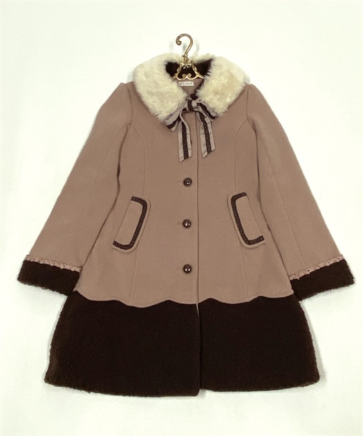 axes femme ブラウン エコファー付きロングコート M - 通販