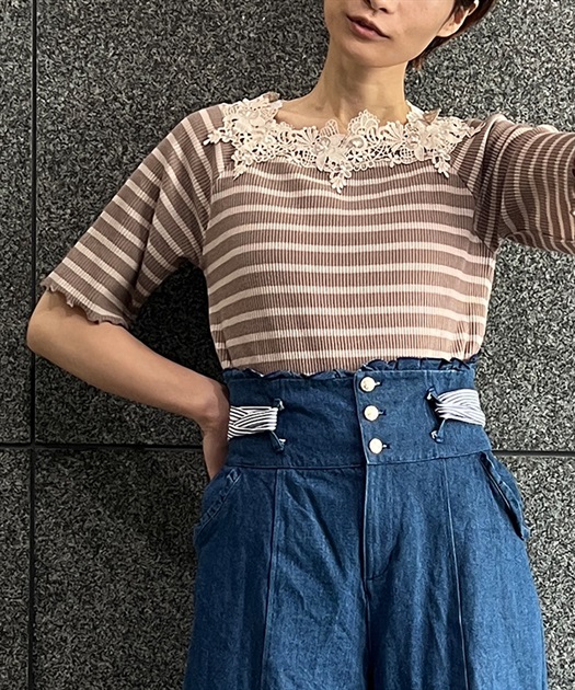 スクエアネックリブプルオーバー | vintage|axesfemme online shop