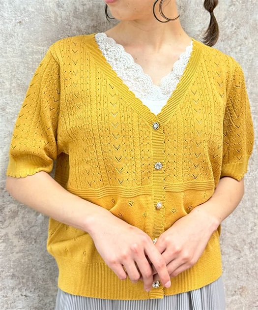 接触冷感透かし編みニットカーディガン | outlet | axes femme 接触冷感透かし編みニットカーディガン | outlet | axes femme