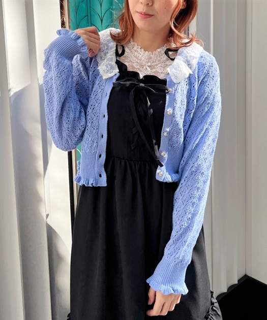 レースフリル襟ニットカーディガン | outlet | axes femme レースフリル襟ニットカーディガン | outlet | axes femme