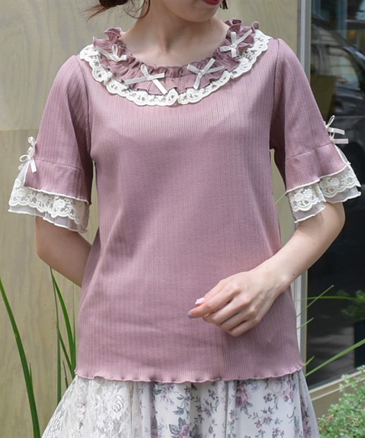 リボン×レース×フリルプルオーバー | レディース服・レディース リボン×レース×フリルプルオーバー | レディース服・レディース