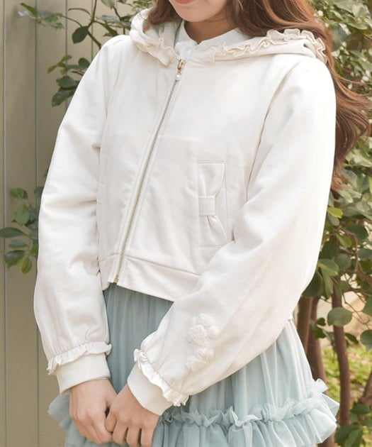 サガラ刺繍ショートパーカー【期間限定価格】 | レディース服 サガラ刺繍ショートパーカー【期間限定価格】 | レディース服