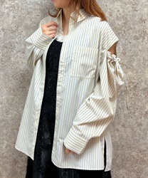 ストライプ柄シャツ(イエロー-M)