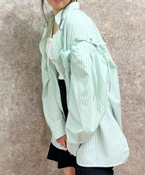ストライプ柄シャツ(ミント-M)