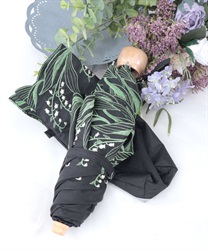 スズラン刺繍晴雨兼用折傘(黒-F)