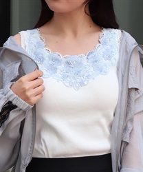 ローズレースカップ付きタンク【予約】(生成り-M)