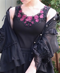 ローズレースカップ付きタンク【予約】(黒-M)