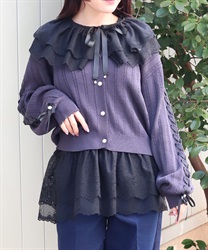 フラワーレースロングタンク(黒-F)