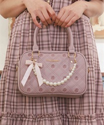 チャーム付ローズキルトバッグ【予約】(ピンク-F)