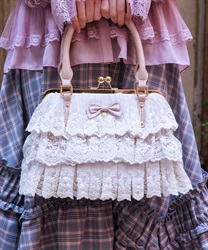 レースフリルがま口バッグ(生成り-F)