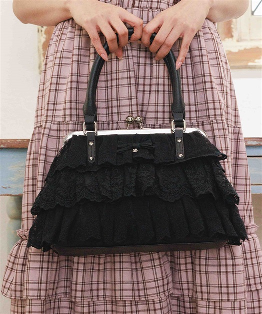 レースフリルがま口バッグ