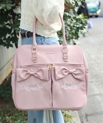 撥水ナイロンＷリボンボストン(ピンク-F)