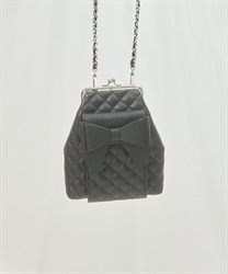 キルティングリボンポーチ(黒-F)