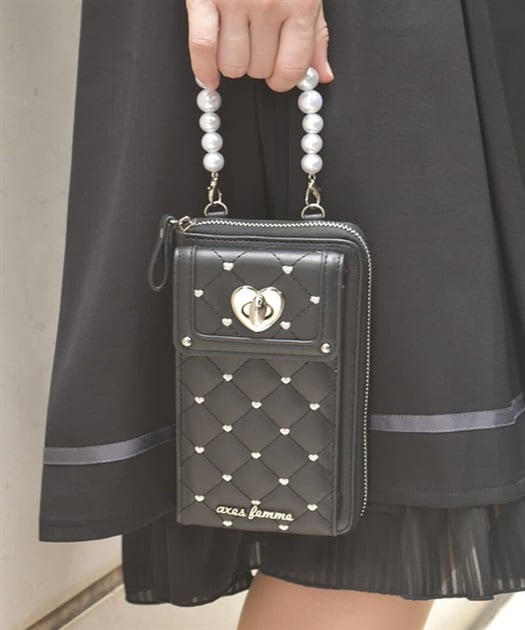 ハート刺繍スマホポシェット | axes femme | axes femme online shop ハート刺繍スマホポシェット | axes femme | axes femme online shop