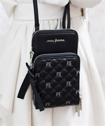 リボン刺繍キルトショルダー【2点10%OFF対象商品】(黒-F)