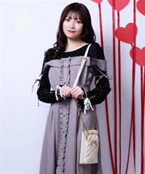 リボン刺繍キルトショルダー(生成り-F)