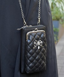 リボン刺繍キルトショルダー(黒-F)